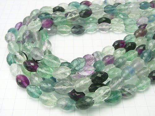 Multicolor Fluorite AAA - AA ++ Faceted Rice 14 x 10 x 10 mm half or 1 strand beads (aprx.15 inch / 38 cm)