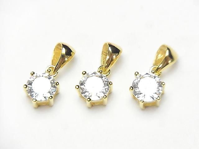 Silver925  Cubic Zirconia  Pendant 7x7x5mm 18KGP 1pc