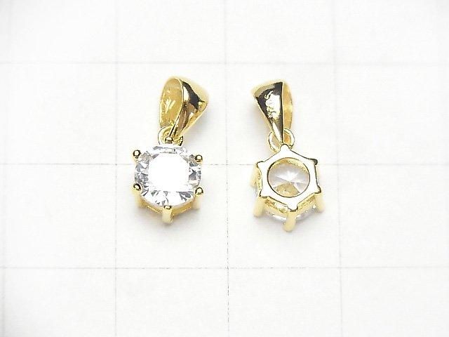 Silver925  Cubic Zirconia  Pendant 7x7x5mm 18KGP 1pc