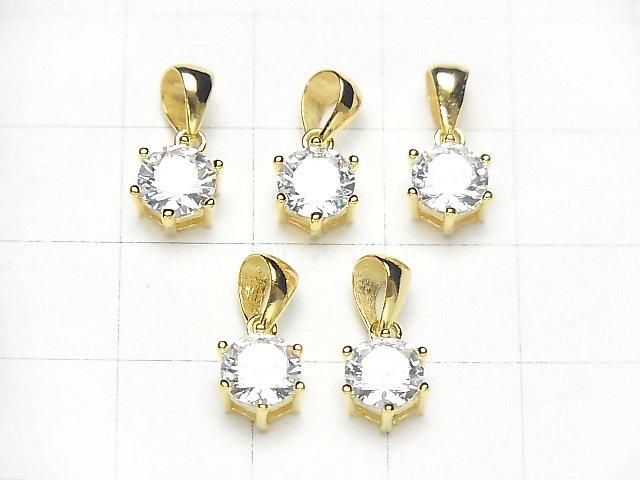 Silver925  Cubic Zirconia  Pendant 7x7x5mm 18KGP 1pc