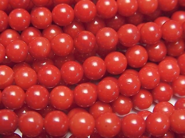 [Video] Red Coral (Dyed) Round 5mm 1-strand beads (approx. 15 inches/37 cm)