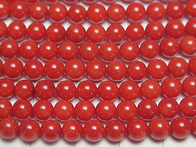 [Video] Red Coral (Dyed) Round 5mm 1-strand beads (approx. 15 inches/37 cm)