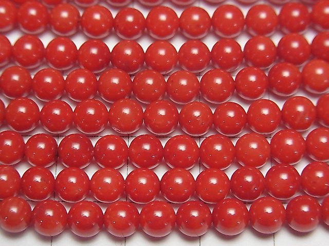 1strand $5.79!Red  Coral (Dyed) Round 5mm 1strand beads (aprx.15inch / 38cm)