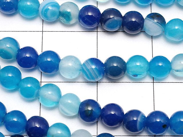 1strand $3.79! Blue Stripe Agate Round 4mm 1strand beads (aprx.15inch / 37cm)