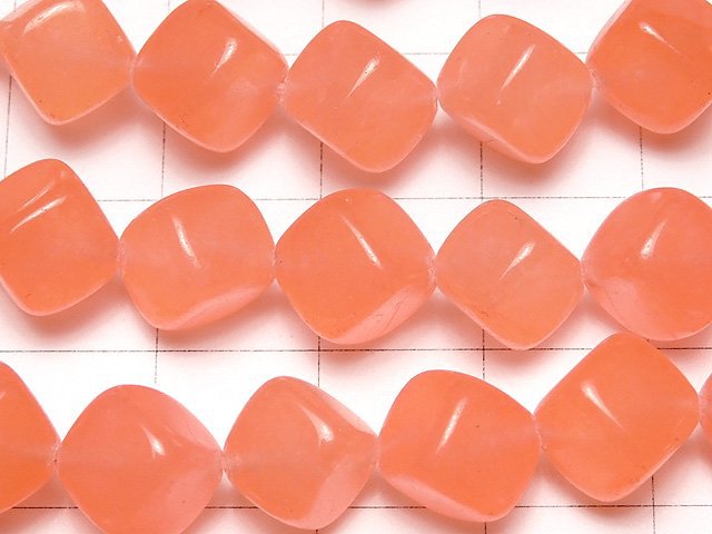 1strand $6.79! Pink Orange Jade Dice 9x9x9mm 1strand beads (aprx.15inch / 38cm)