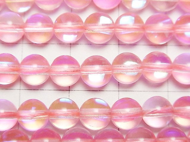 [Video] Pink Luna Flash Round 6mm 1strand beads (aprx.15inch/37cm)