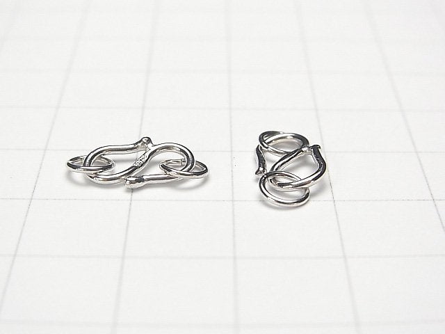 S Hook 8mm,9mm,11mm Rhodium Plated 2pcs with Silver925 Jump Ring