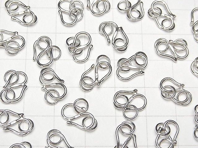 S Hook 8mm,9mm,11mm Rhodium Plated 1pc with Silver925 Jump Ring
