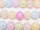 Multicolor Cracked Crystal Round 12mm Pastel 1strand beads (aprx.14inch / 35cm)