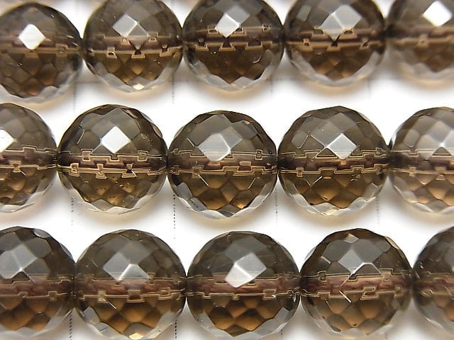 Smoky Quartz AAA 96Faceted Round 10mm half or 1strand beads (aprx.15inch/37cm)