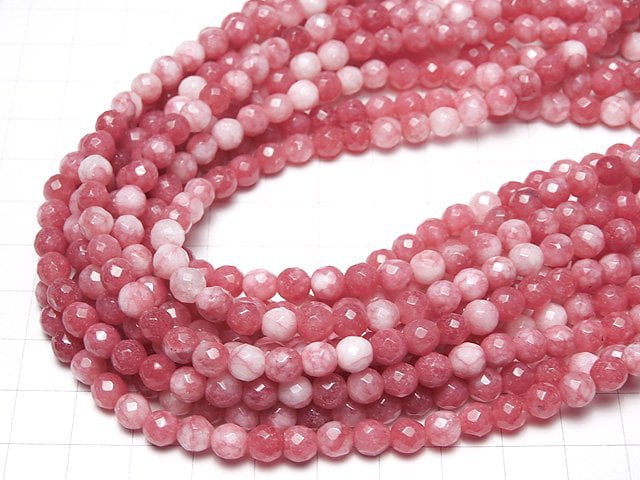 1strand $6.79! Red Jade 64 Faceted Round 6 mm 1strand beads (aprx.15 inch / 38 cm)