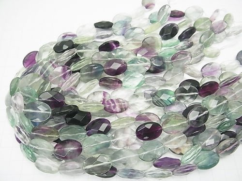 Multicolor Fluorite AA ++ Faceted Oval 18 x 13 x 6 mm half or 1 strand beads (aprx.15 inch / 36 cm)