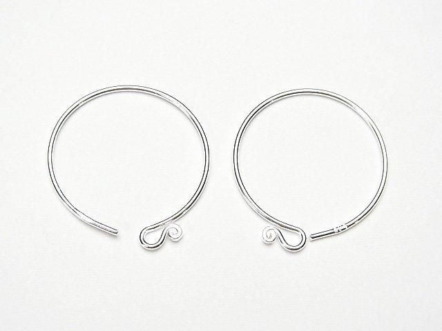 Silver 925 Earwire 22x20mm White Silver 1 pair
