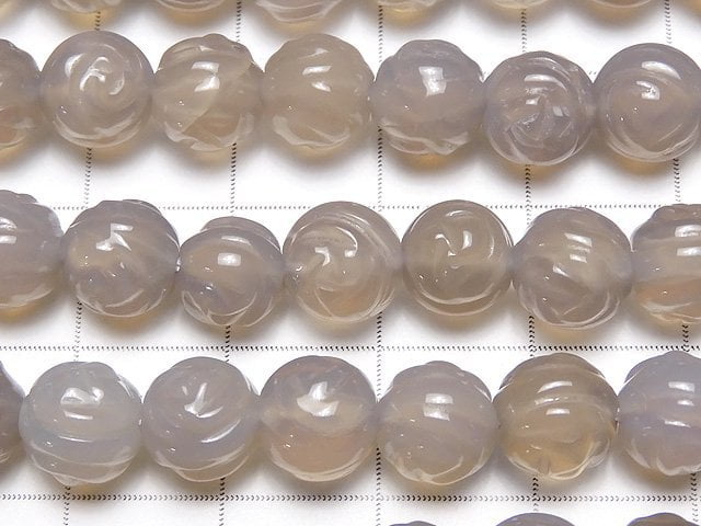 [Video] 1strand $9.79! Gray Onyx AAA Round Rose Cut 8mm 1strand beads (aprx.15inch / 36cm)
