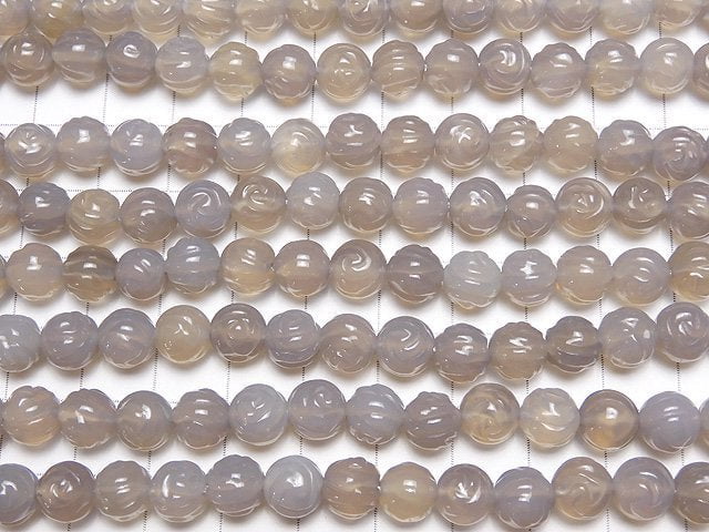 [Video] 1strand $9.79! Gray Onyx AAA Round Rose Cut 8mm 1strand beads (aprx.15inch / 36cm)
