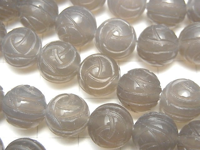 Gray Onyx AAA Round Rose Cut 10 mm half or 1 strand beads (aprx. 14 inch / 35 cm)