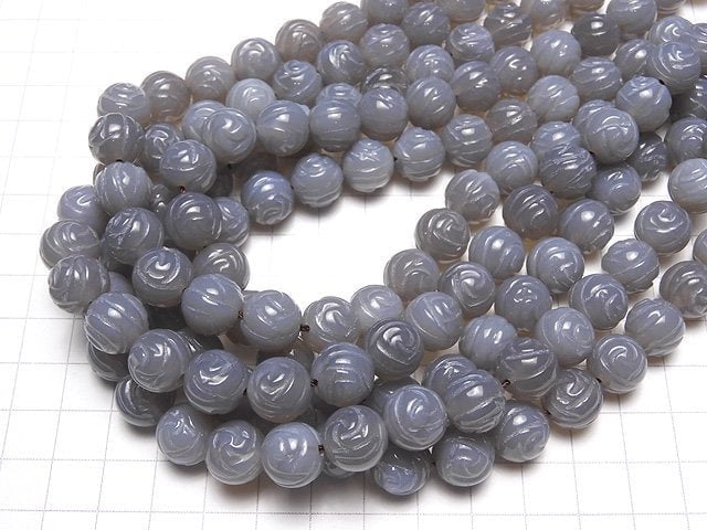[Video] Gray Onyx AAA Round Rose Cut 12mm half or 1strand beads (aprx.15inch / 36cm)