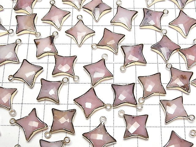 [Video] Pink Opal Sparkle Star Charm Gold color 2pcs