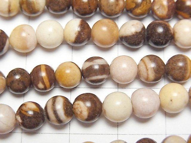 [Video] Cappuccino Jasper Round 6mm 1strand beads (aprx.15inch/36cm)