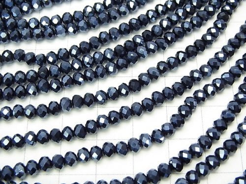 1strand $1.79! Glass Beads  Faceted Button Roundel 4 x 4 x 3 mm navy 1strand beads (aprx.19inch / 47 cm)
