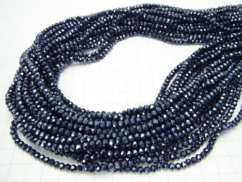 1strand $1.79! Glass Beads  Faceted Button Roundel 4 x 4 x 3 mm navy 1strand beads (aprx.19inch / 47 cm)