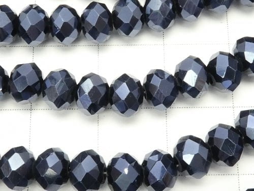 1strand $2.39! Glass Beads  Faceted Button Roundel 6 x 6 x 4 mm navy 1strand beads (aprx.17 inch / 43 cm)