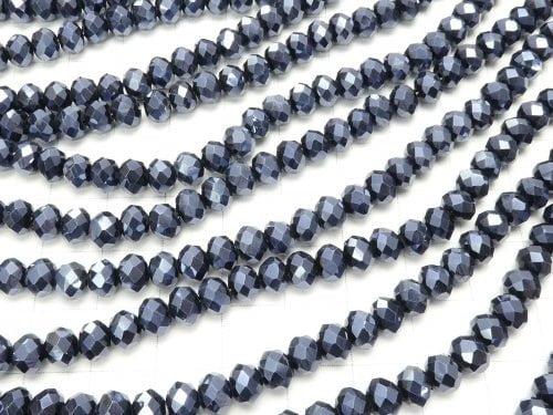 1strand $2.39! Glass Beads  Faceted Button Roundel 6 x 6 x 4 mm navy 1strand beads (aprx.17 inch / 43 cm)