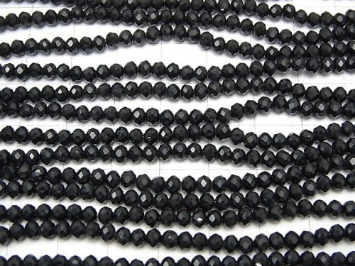 1strand $1.79! Glass Beads  Faceted Button Roundel 3 x 3 x 2 mm Black 1 strand beads (aprx.15 inch / 38 cm)