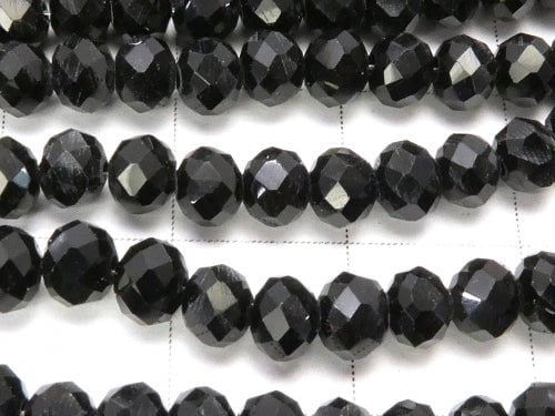 1strand $1.79! Glass Beads  Faceted Button Roundel 4 x 4 x 3 mm Black 1 strand beads (aprx.18 inch / 45 cm)