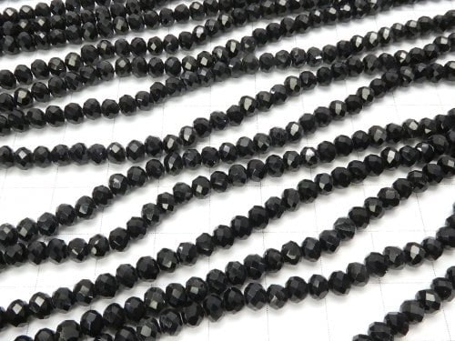 1strand $1.79! Glass Beads  Faceted Button Roundel 4 x 4 x 3 mm Black 1 strand beads (aprx.18 inch / 45 cm)