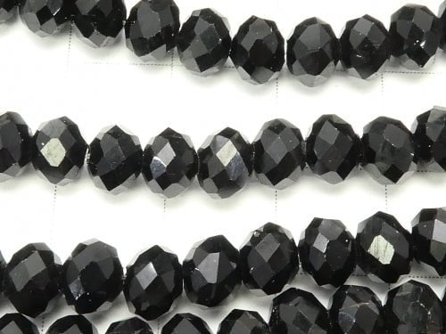 1strand $2.39! Glass Beads  Faceted Button Roundel 6 x 6 x 4 mm Black 1 strand beads (aprx.17 inch / 42 cm)