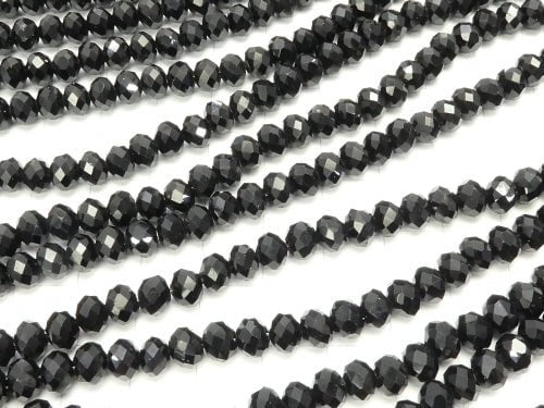 1strand $2.39! Glass Beads  Faceted Button Roundel 6 x 6 x 4 mm Black 1 strand beads (aprx.17 inch / 42 cm)