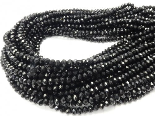 1strand $2.39! Glass Beads  Faceted Button Roundel 6 x 6 x 4 mm Black 1 strand beads (aprx.17 inch / 42 cm)