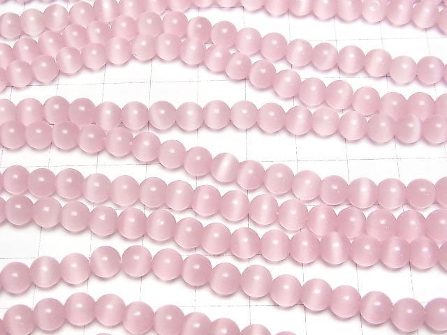 [Video] Pink color Cat's Eye Round 6mm 1strand beads (aprx.14inch/35cm)