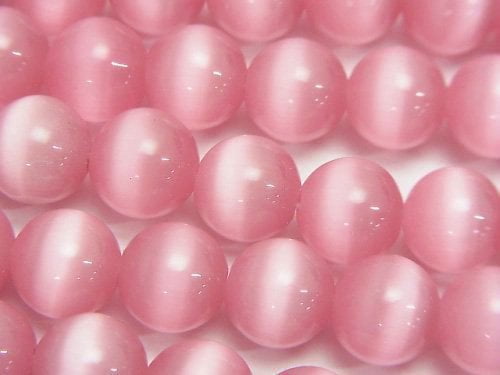 1strand $5.79! Pink Color Cat's Eye (Glass) Round 10mm 1strand (aprx.14inch / 34cm)