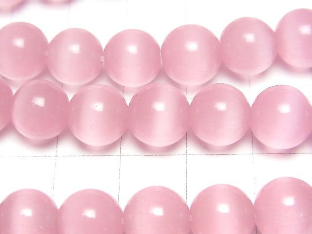 [Video] Pink color Cat's Eye Round 10mm 1strand beads (aprx.14inch/35cm)