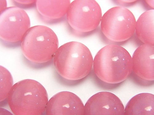 Pink color Cat's Eye Round 12mm 1strand beads (aprx.14inch / 34cm)