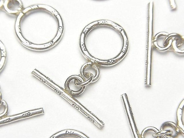 Karen Silver Patterned Toggles 10mm 1 pair
