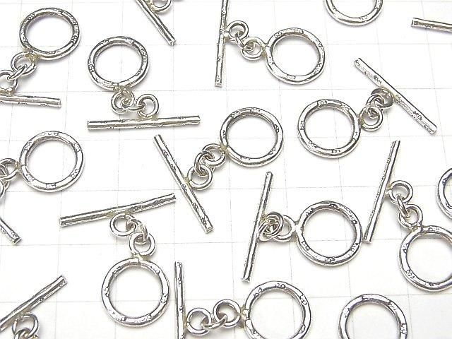 Karen Silver Patterned Toggles 10mm 1 pair