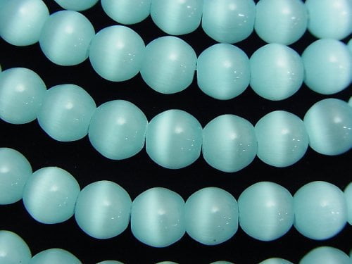 1strand $2.79! Light Blue Color Cat's Eye (Glass) Round 8mm 1strand (aprx.14inch / 34cm)