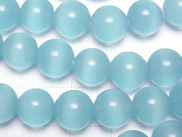 [Video] Light blue color Cat's Eye Round 10mm 1strand beads (aprx.15inch/36cm)