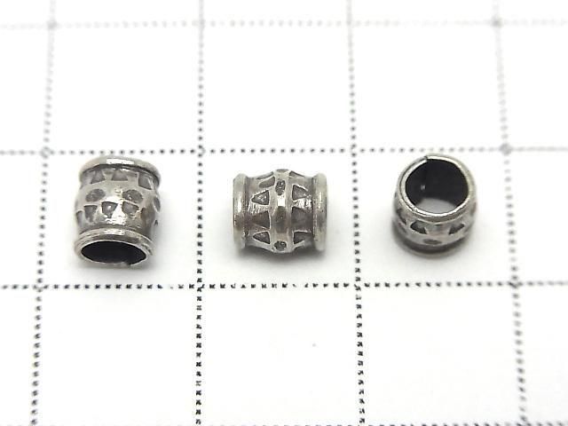 Karen Silver Patterned Rondelle 6.5x6x6mm 2pcs