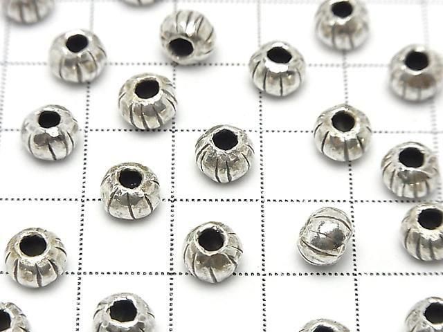 Karen Silver Line Carved Rondelle 7x7x5mm 2pcs