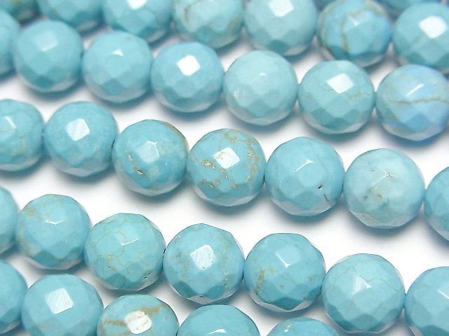 Faceted Round, Magnesite Turquoise Gemstone Beads