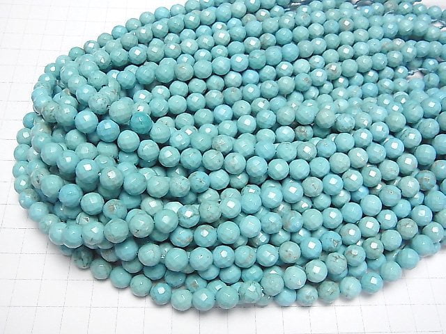 [Video]Magnesite Turquoise 64Faceted Round 8mm 1strand beads (aprx.15inch/36cm)