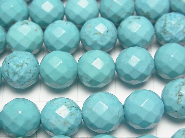 [Video] Magnesite Turquoise  64Faceted Round 10mm 1strand beads (aprx.15inch/36cm)