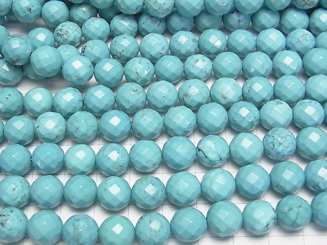 [Video] Magnesite Turquoise  64Faceted Round 10mm 1strand beads (aprx.15inch/36cm)