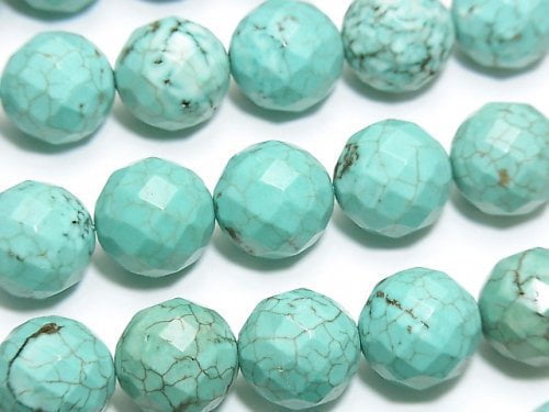 Faceted Round, Magnesite Turquoise Gemstone Beads