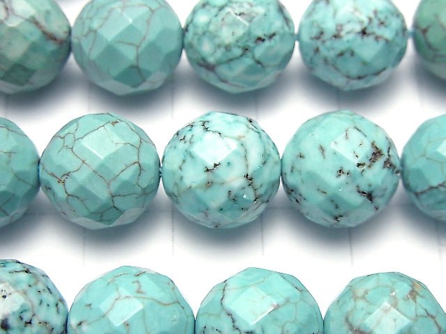 [Video] 1strand $7.79! Magnesite Turquoise  64Faceted Round 12mm 1strand beads (aprx.15inch/36cm)