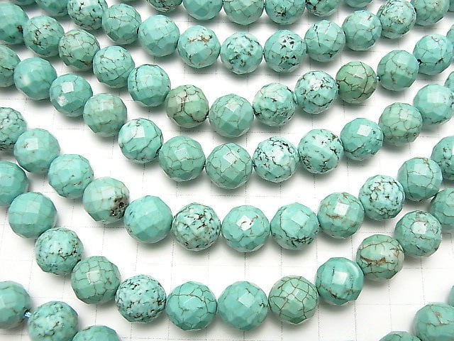 [Video] 1strand $7.79! Magnesite Turquoise  64Faceted Round 12mm 1strand beads (aprx.15inch/36cm)